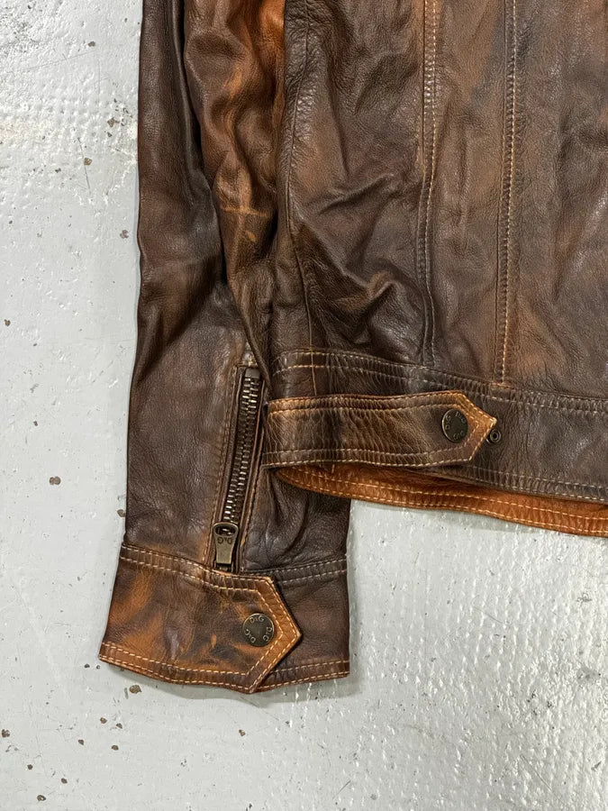 SS2010 Dolce & Gabbana Brown Gradient Leather Jacket  NzHtwKh 9
