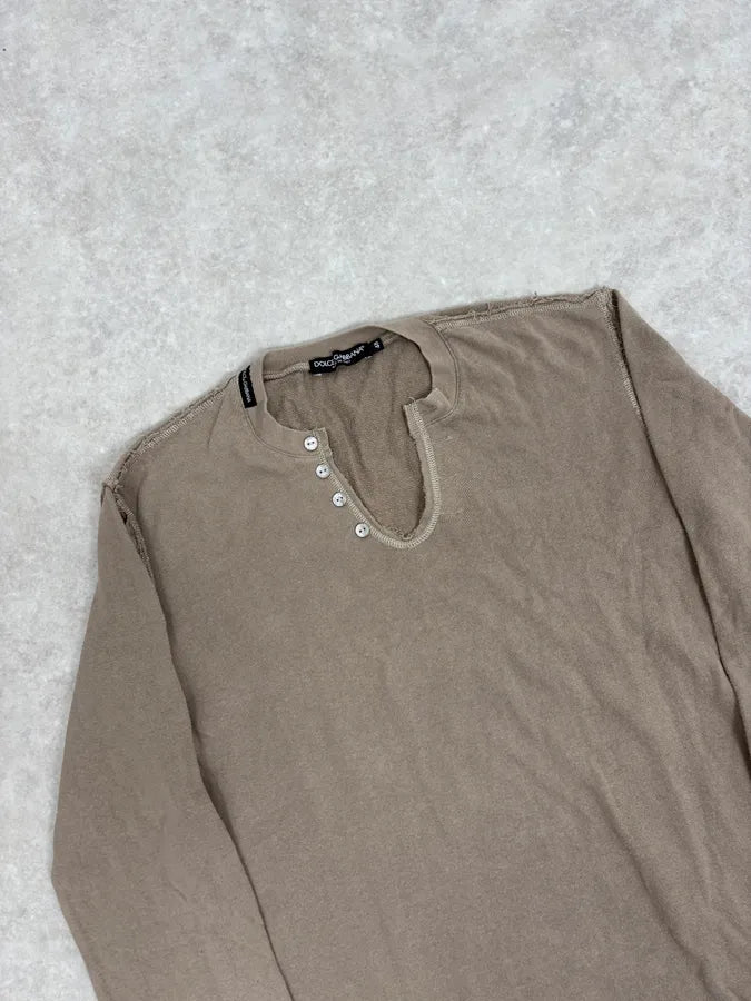 2000s Dolce & Gabbana Khaki Henley Longsleeves RXSAJvO 4
