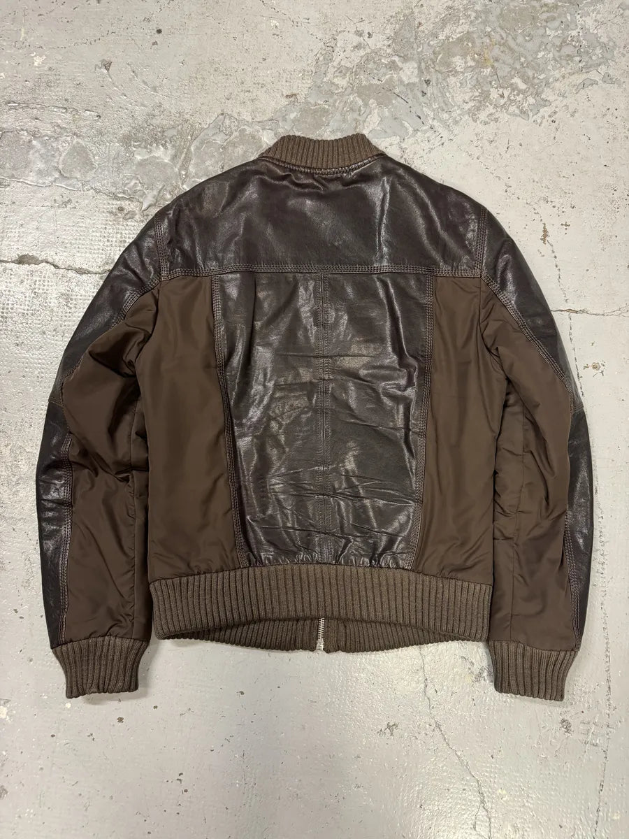 2000s Dolce & Gabbana Brown Hybrid Leather Jacket iujQIPm 1