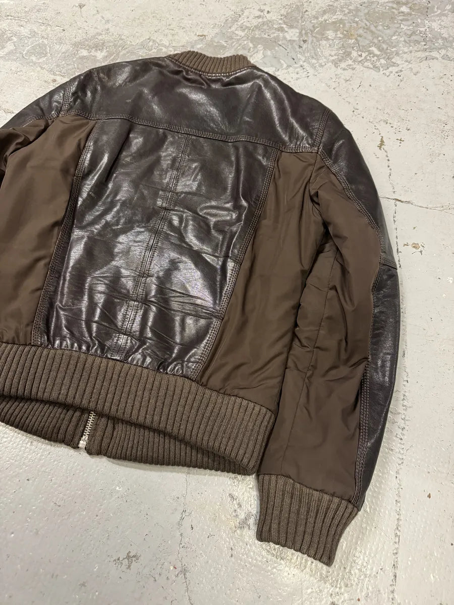 2000s Dolce & Gabbana Brown Hybrid Leather Jacket iujQIPm 10