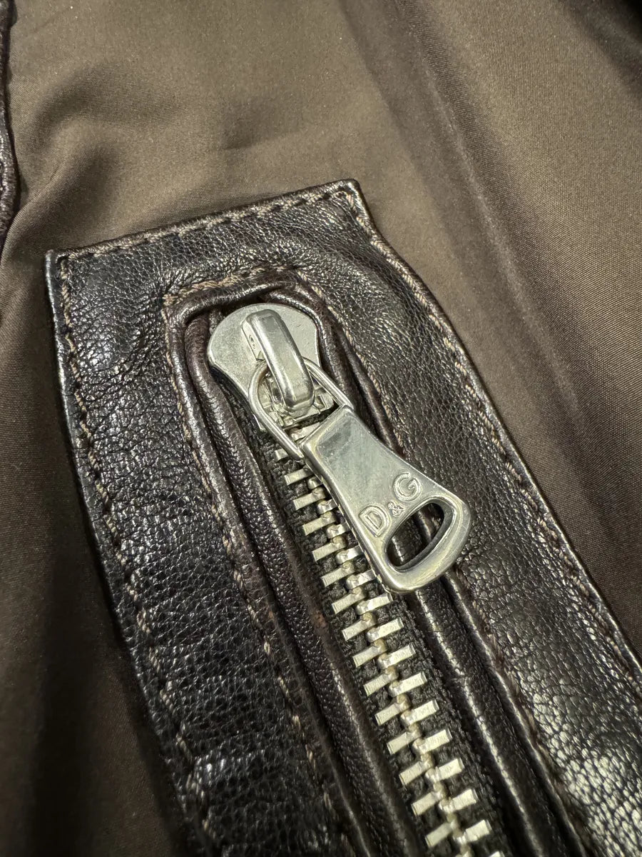 2000s Dolce & Gabbana Brown Hybrid Leather Jacket iujQIPm 11