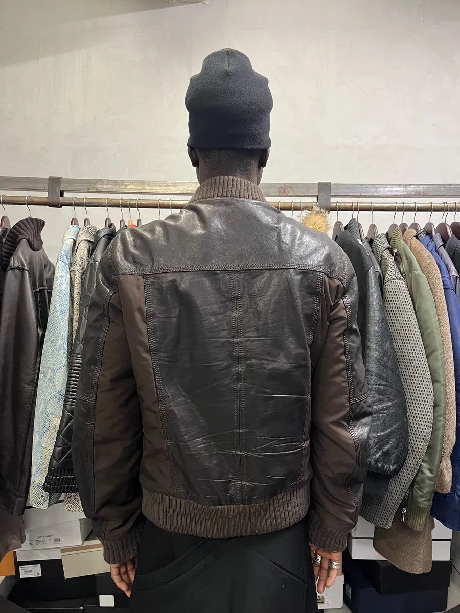 2000s Dolce & Gabbana Brown Hybrid Leather Jacket iujQIPm 5