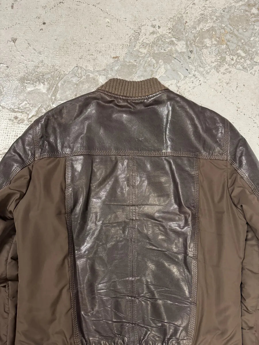 2000s Dolce & Gabbana Brown Hybrid Leather Jacket iujQIPm 9