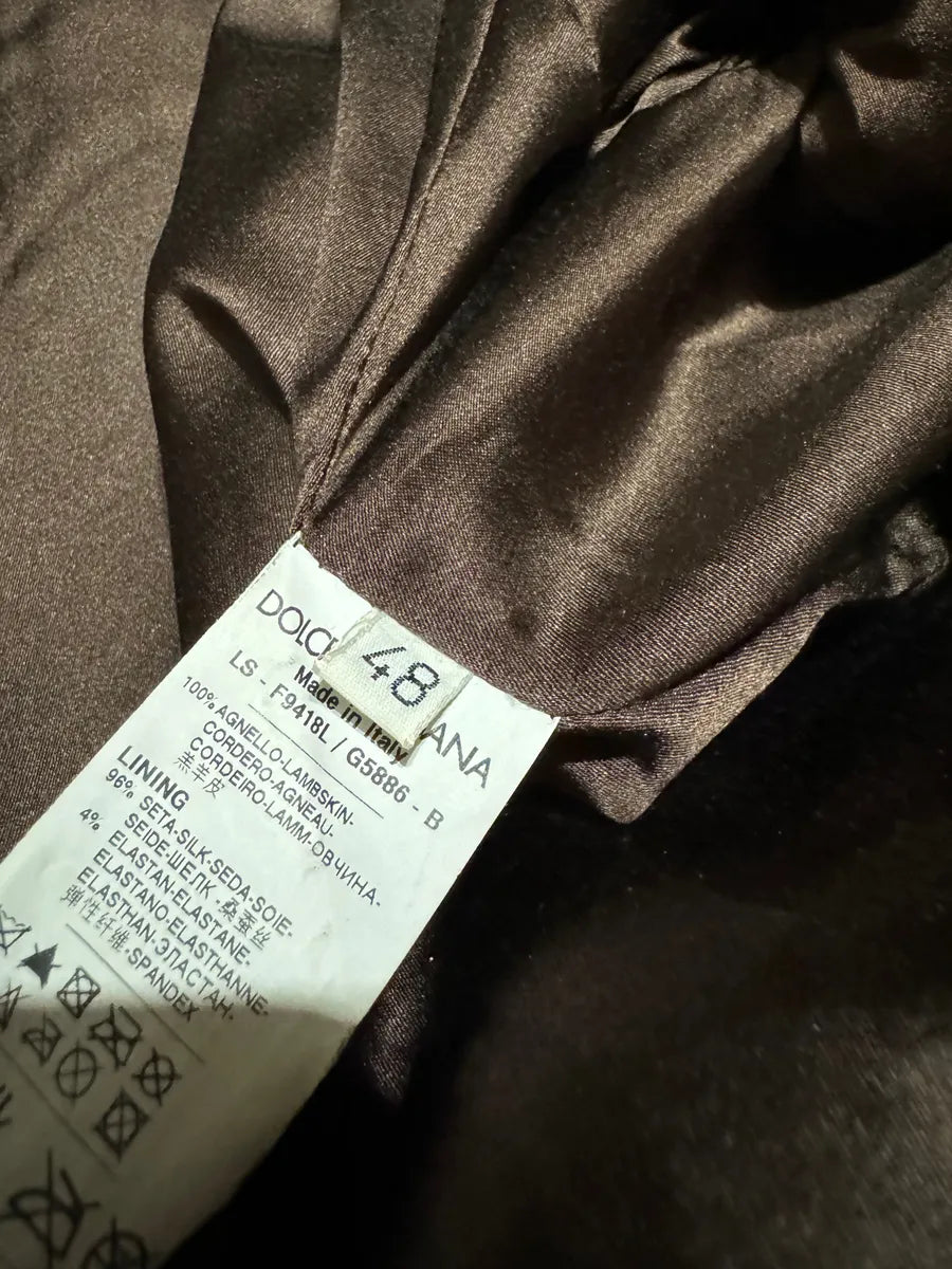 2000s Dolce & Gabbana Brown Lambskin Chequered Leather Jacket kVVJUtB 2