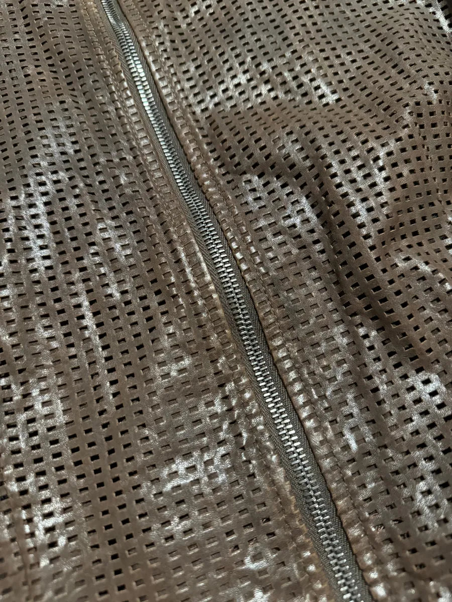 2000s Dolce & Gabbana Brown Lambskin Chequered Leather Jacket kVVJUtB 5