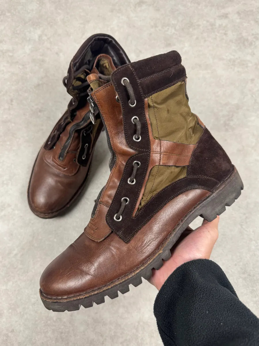 2000s Dolce & Gabbana Brown Leather & Olive High Boots pKZwkeE 0