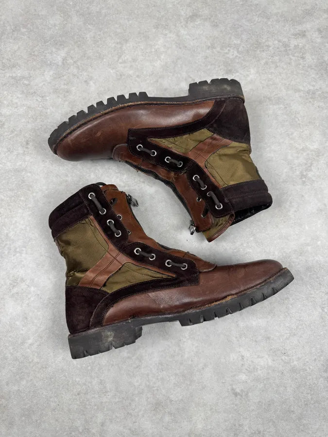 2000s Dolce & Gabbana Brown Leather & Olive High Boots pKZwkeE 1