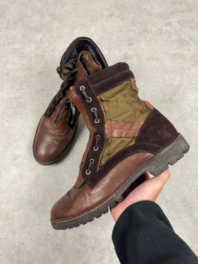2000s Dolce & Gabbana Brown Leather & Olive High Boots pKZwkeE 2