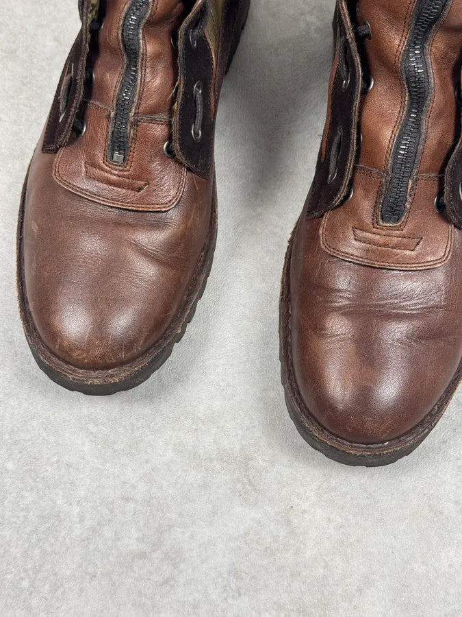 2000s Dolce & Gabbana Brown Leather & Olive High Boots pKZwkeE 3