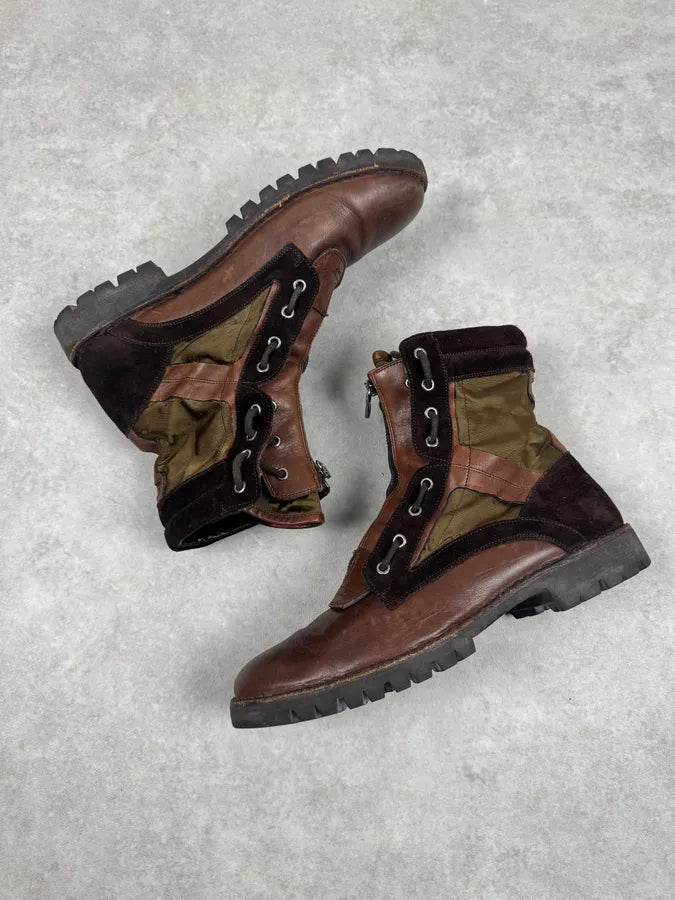 2000s Dolce & Gabbana Brown Leather & Olive High Boots pKZwkeE 5