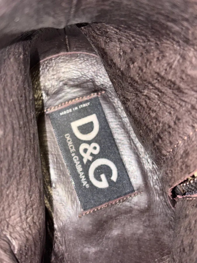 2000s Dolce & Gabbana Brown Leather Ankle Boots nOIpNxz 9