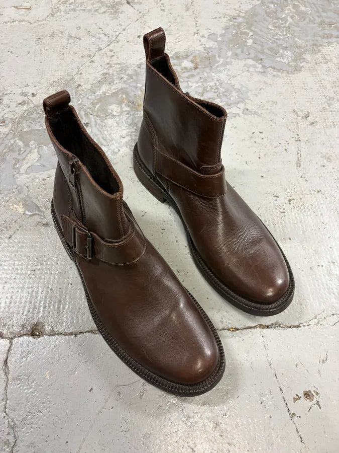 2000s Dolce & Gabbana Brown Leather Ankle Boots nOIpNxz 3