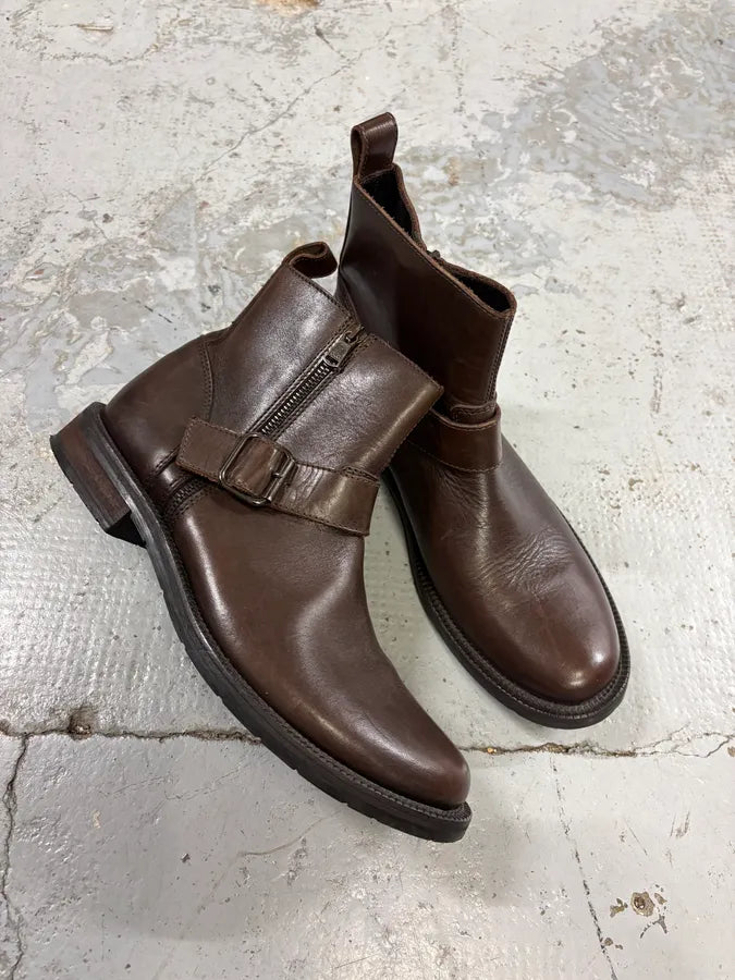 2000s Dolce & Gabbana Brown Leather Ankle Boots nOIpNxz 4