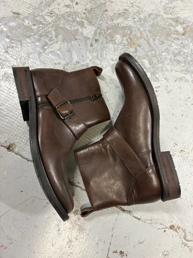 2000s Dolce & Gabbana Brown Leather Ankle Boots nOIpNxz 6