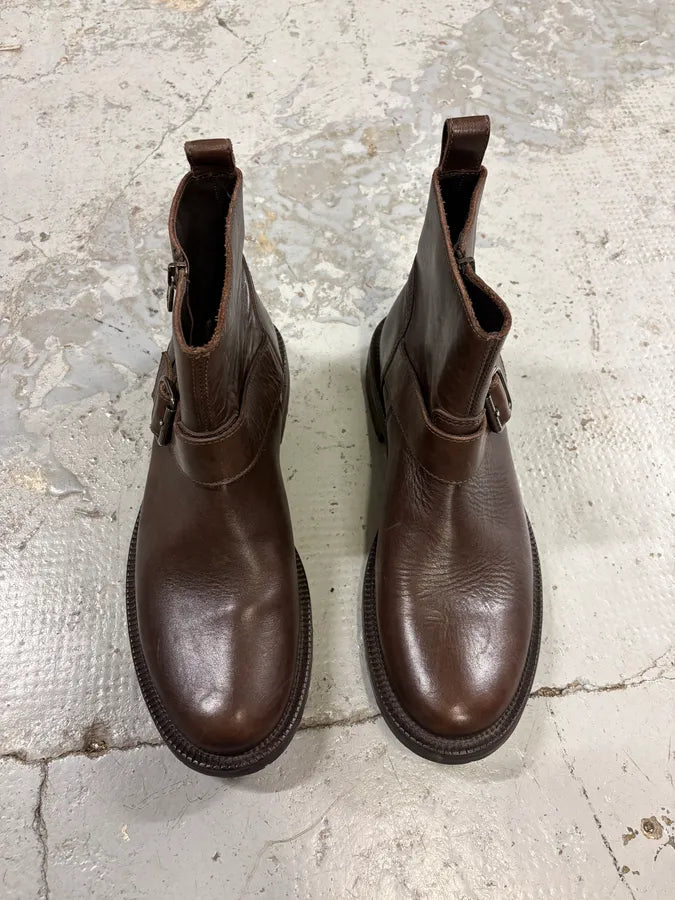 2000s Dolce & Gabbana Brown Leather Ankle Boots nOIpNxz 1