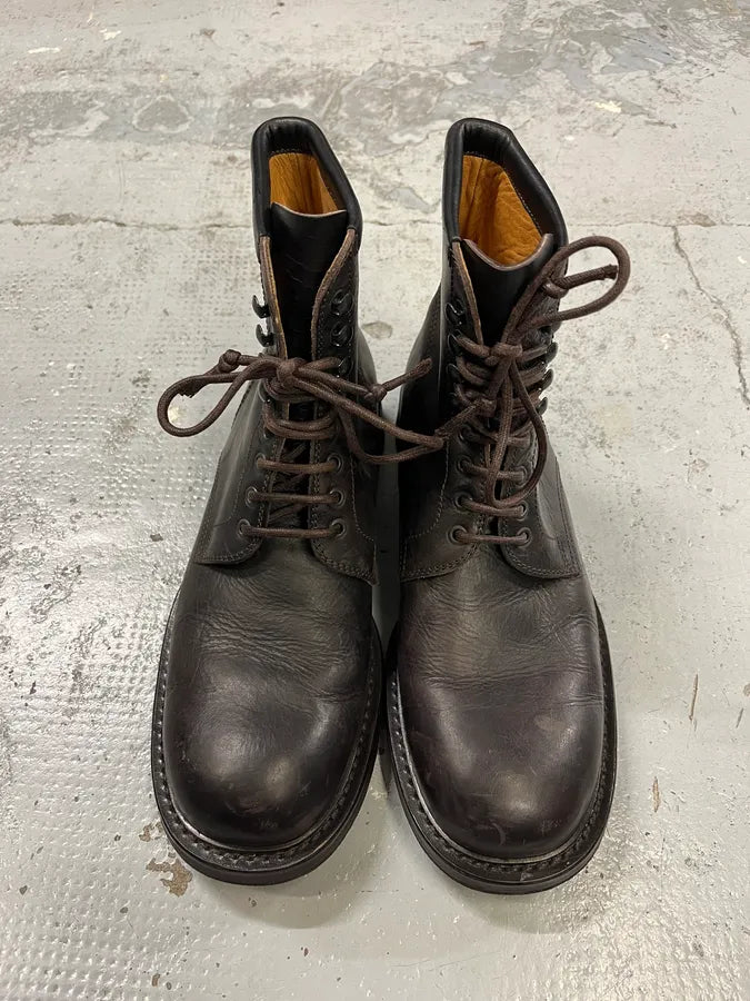 2000s Dolce & Gabbana Brown Leather Army Leather Boots hvNytkD 3