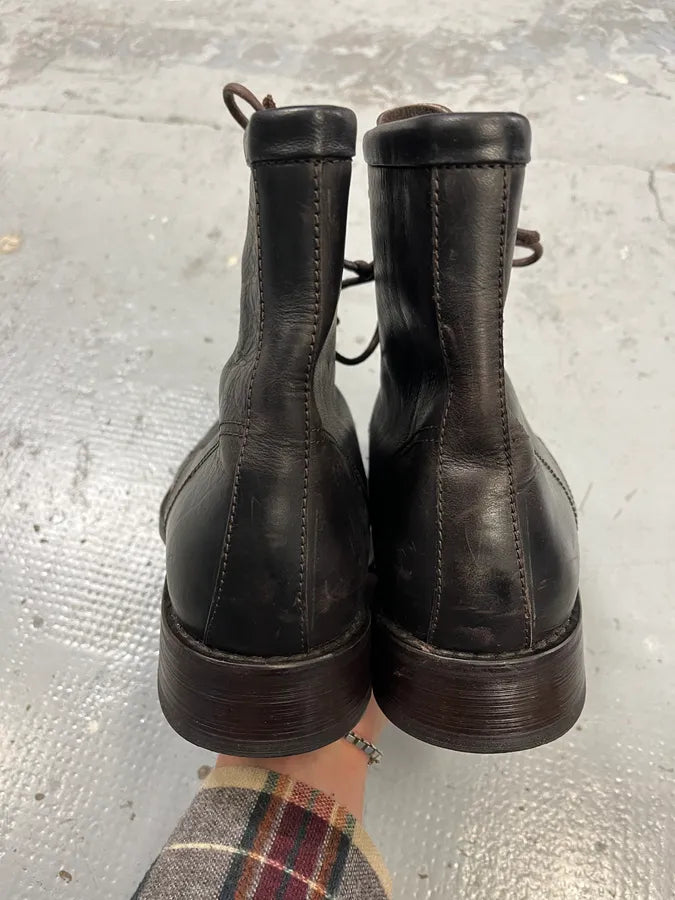 2000s Dolce & Gabbana Brown Leather Army Leather Boots hvNytkD 4