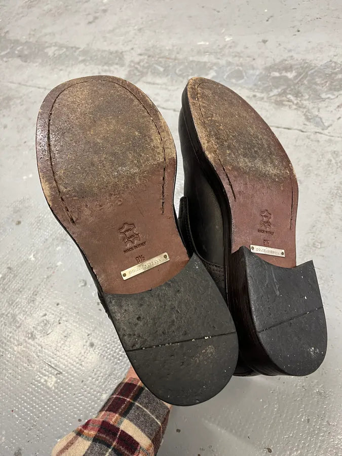 2000s Dolce & Gabbana Brown Leather Army Leather Boots hvNytkD 5