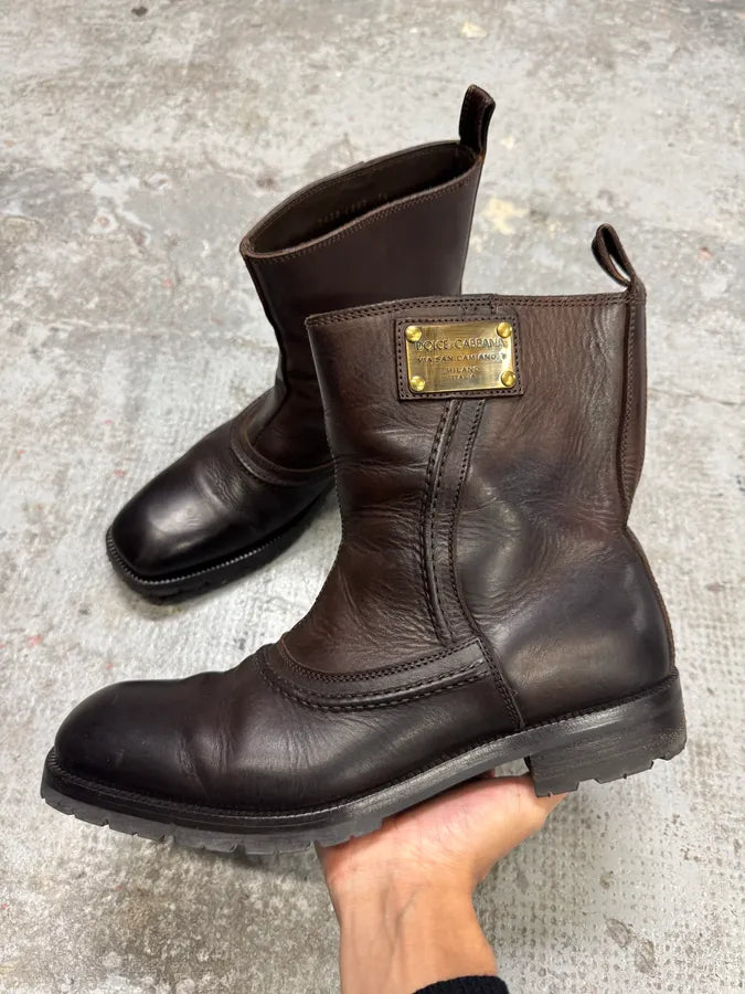 2000s Dolce & Gabbana Brown Leather Boots ITeVokC 1