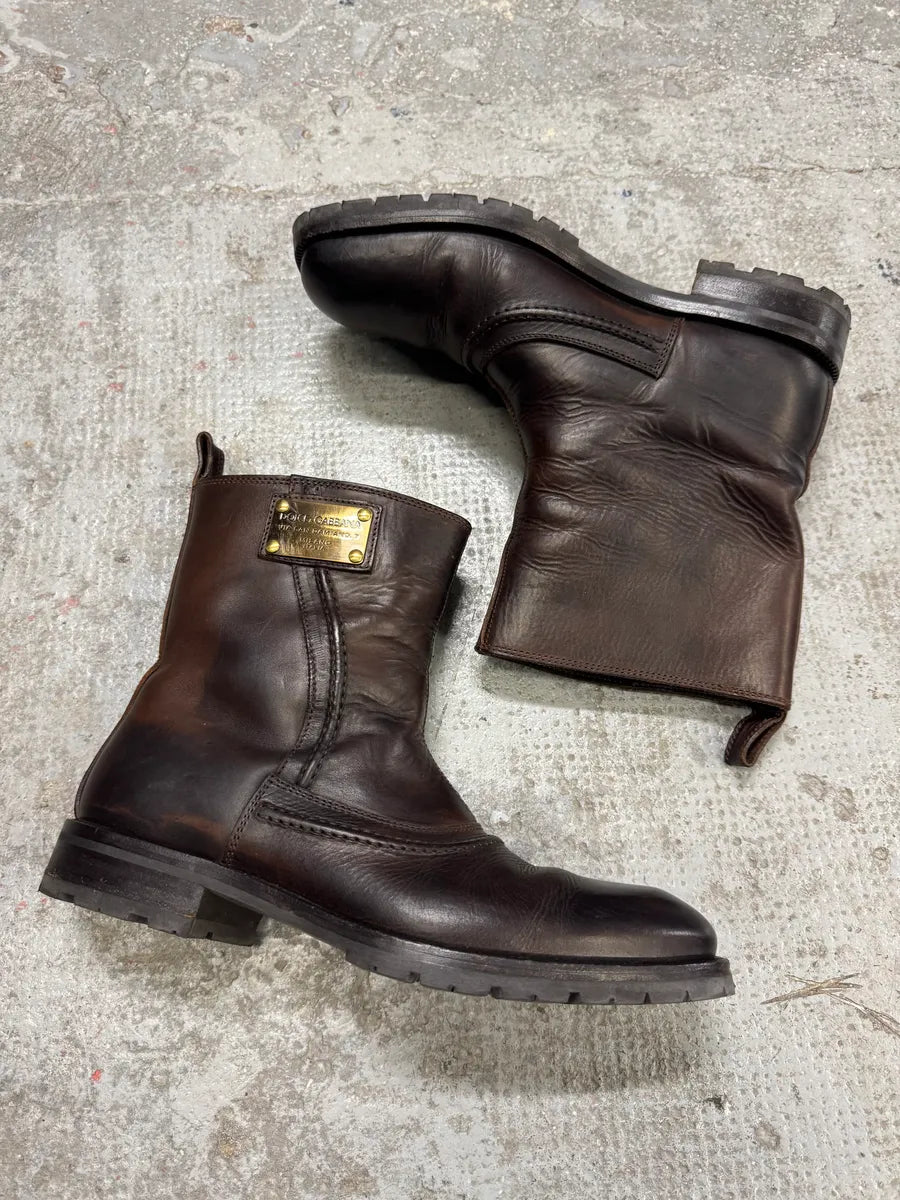 2000s Dolce & Gabbana Brown Leather Boots ITeVokC 2