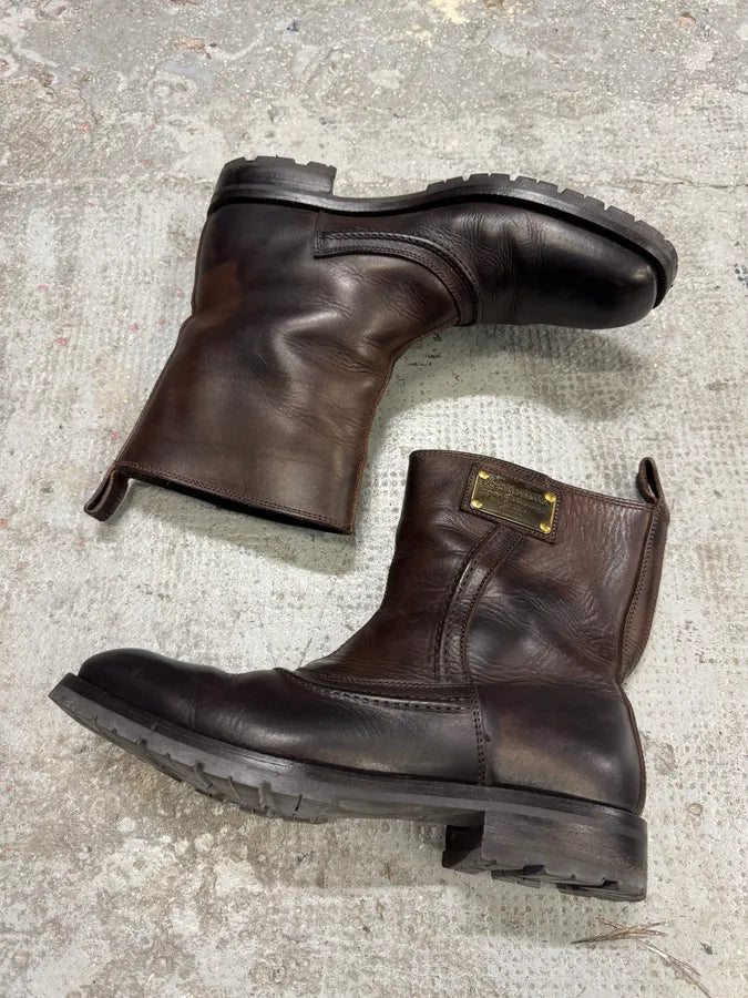 2000s Dolce & Gabbana Brown Leather Boots ITeVokC 3