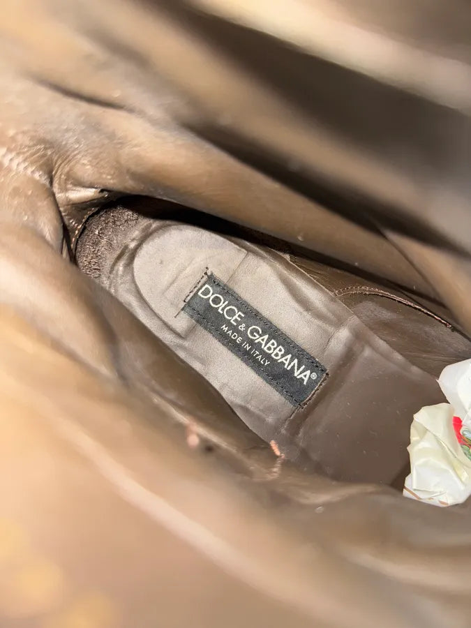 2000s Dolce & Gabbana Brown Leather Boots ITeVokC 8