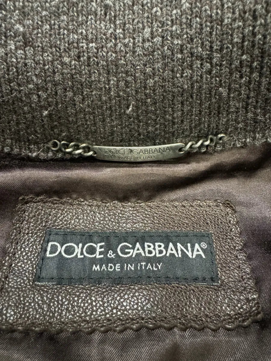 2000s Dolce & Gabbana Brown Leather Buttoned Mafia Jacket htQrtTm 9