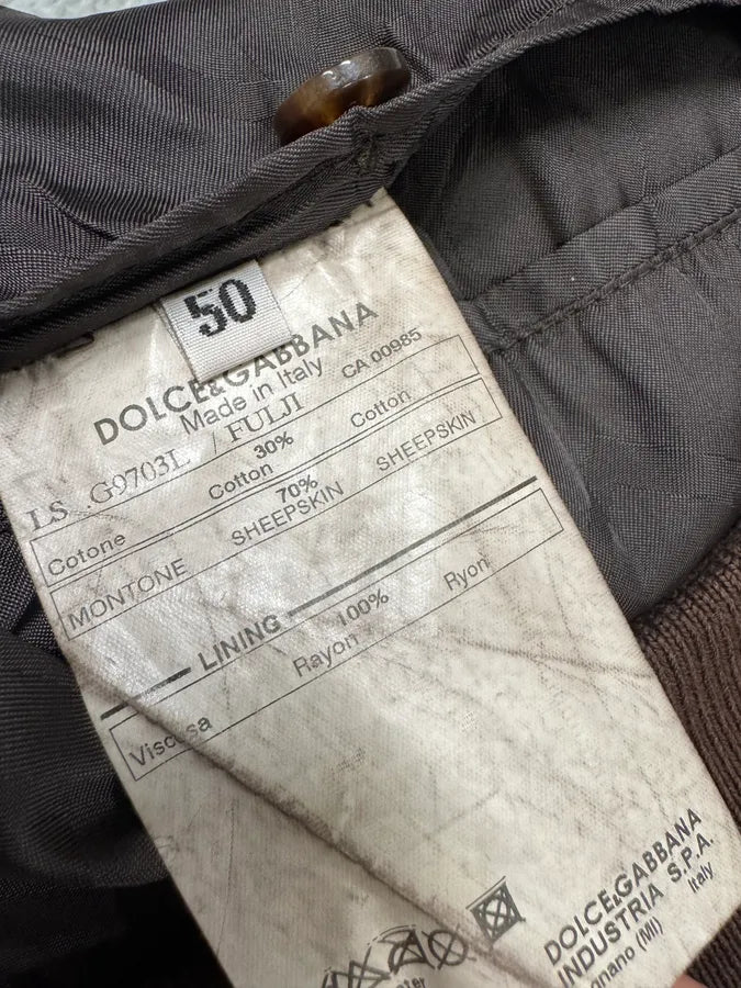 2000s Dolce & Gabbana Brown Leather Buttoned Minimalist Jacket lqzMNot 10