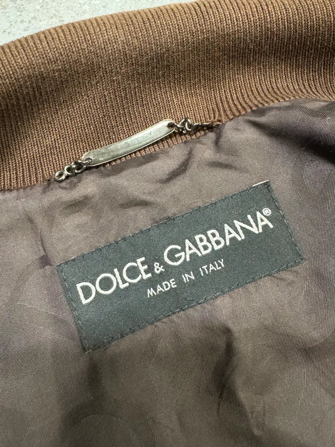 2000s Dolce & Gabbana Brown Leather Buttoned Minimalist Jacket lqzMNot 11