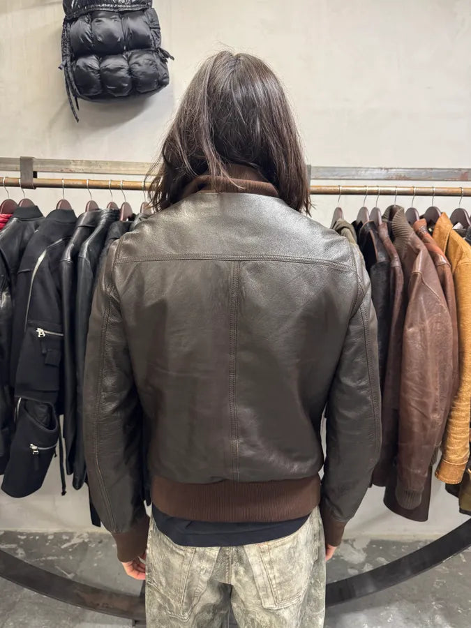 2000s Dolce & Gabbana Brown Leather Buttoned Minimalist Jacket lqzMNot 2