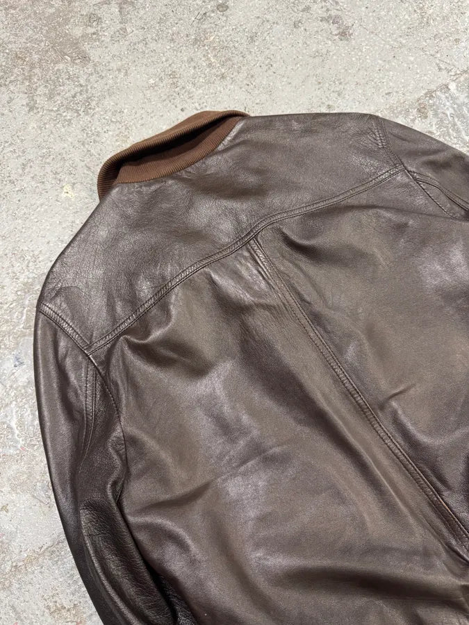 2000s Dolce & Gabbana Brown Leather Buttoned Minimalist Jacket lqzMNot 5