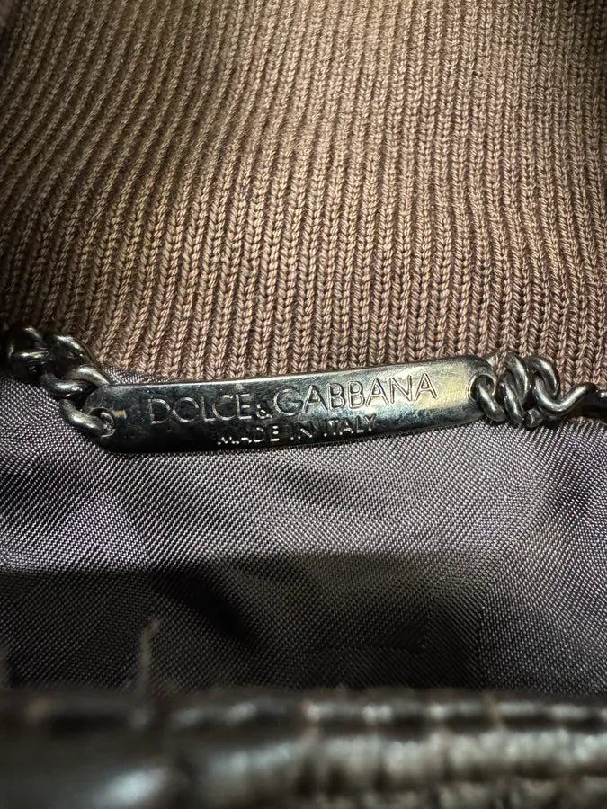 2000s Dolce & Gabbana Brown Leather Buttoned Minimalist Jacket lqzMNot 9