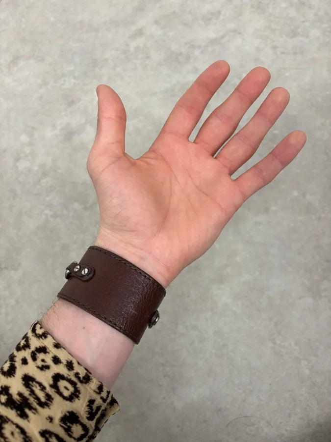 2000s Dolce & Gabbana Brown Leather Chain Bracelet zlUoEKi 1