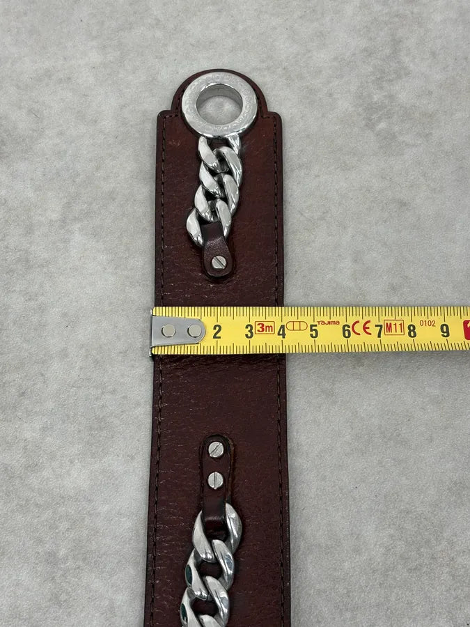 2000s Dolce & Gabbana Brown Leather Chain Bracelet zlUoEKi 10