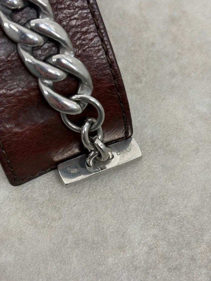 2000s Dolce & Gabbana Brown Leather Chain Bracelet zlUoEKi 7