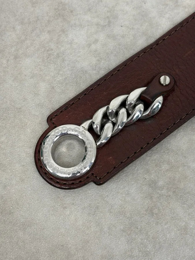 2000s Dolce & Gabbana Brown Leather Chain Bracelet zlUoEKi 5