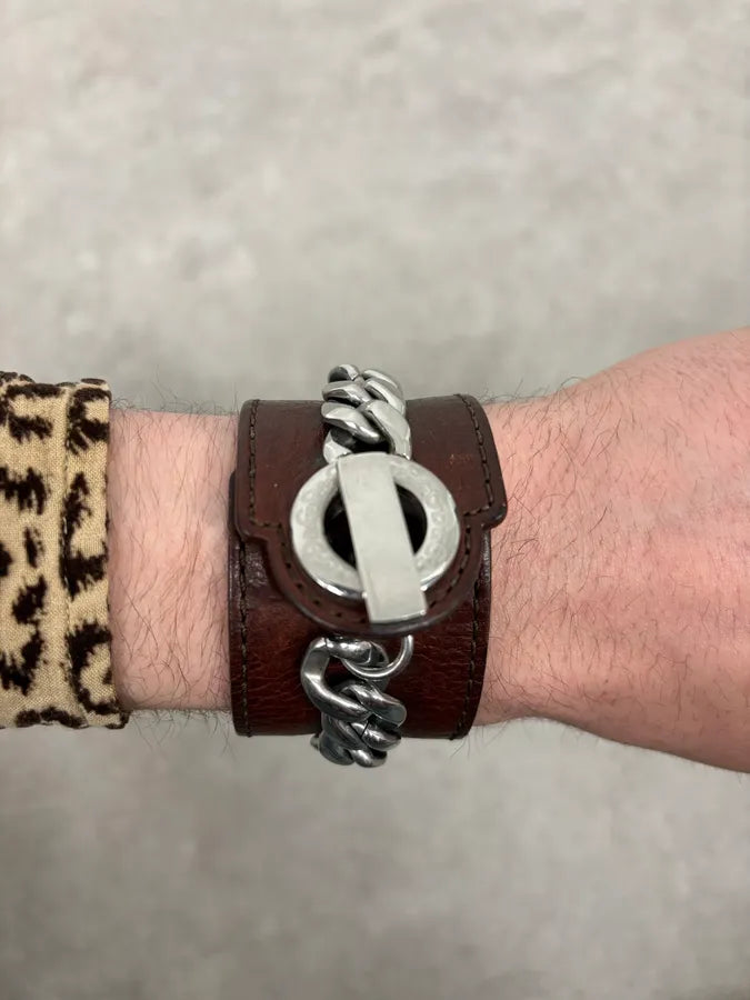 2000s Dolce & Gabbana Brown Leather Chain Bracelet zlUoEKi 2