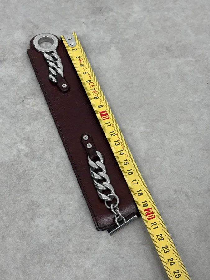 2000s Dolce & Gabbana Brown Leather Chain Bracelet zlUoEKi 9