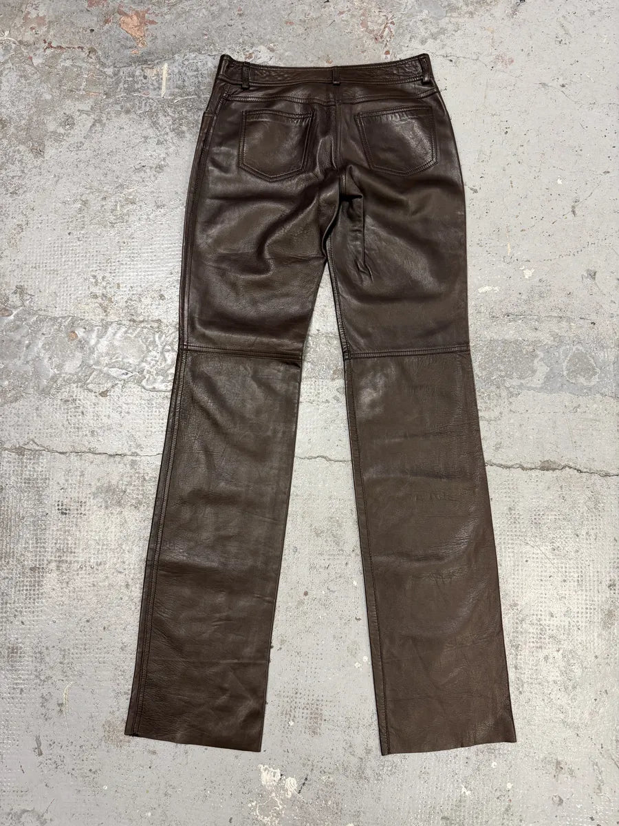 2000s Dolce & Gabbana Brown Leather Class Pants cFmQAhe 1