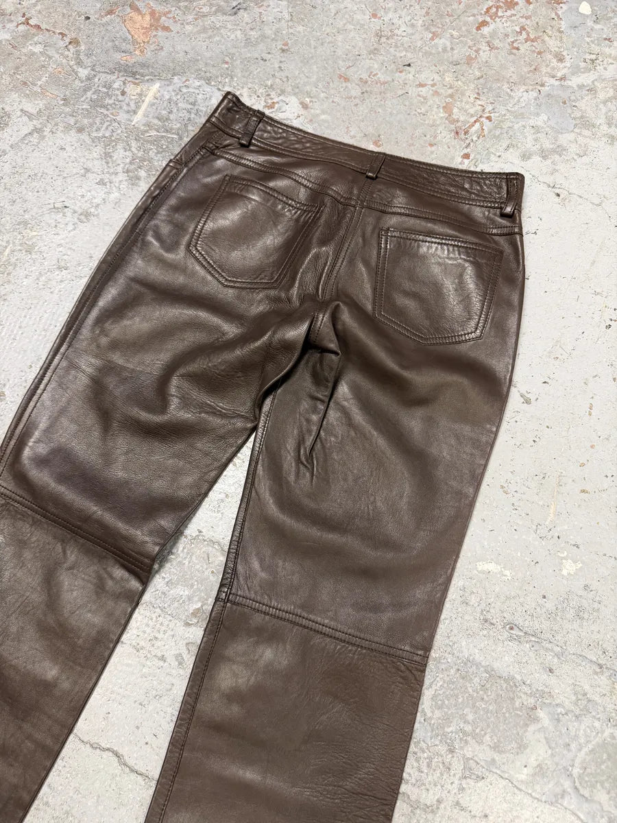 2000s Dolce & Gabbana Brown Leather Class Pants cFmQAhe 2