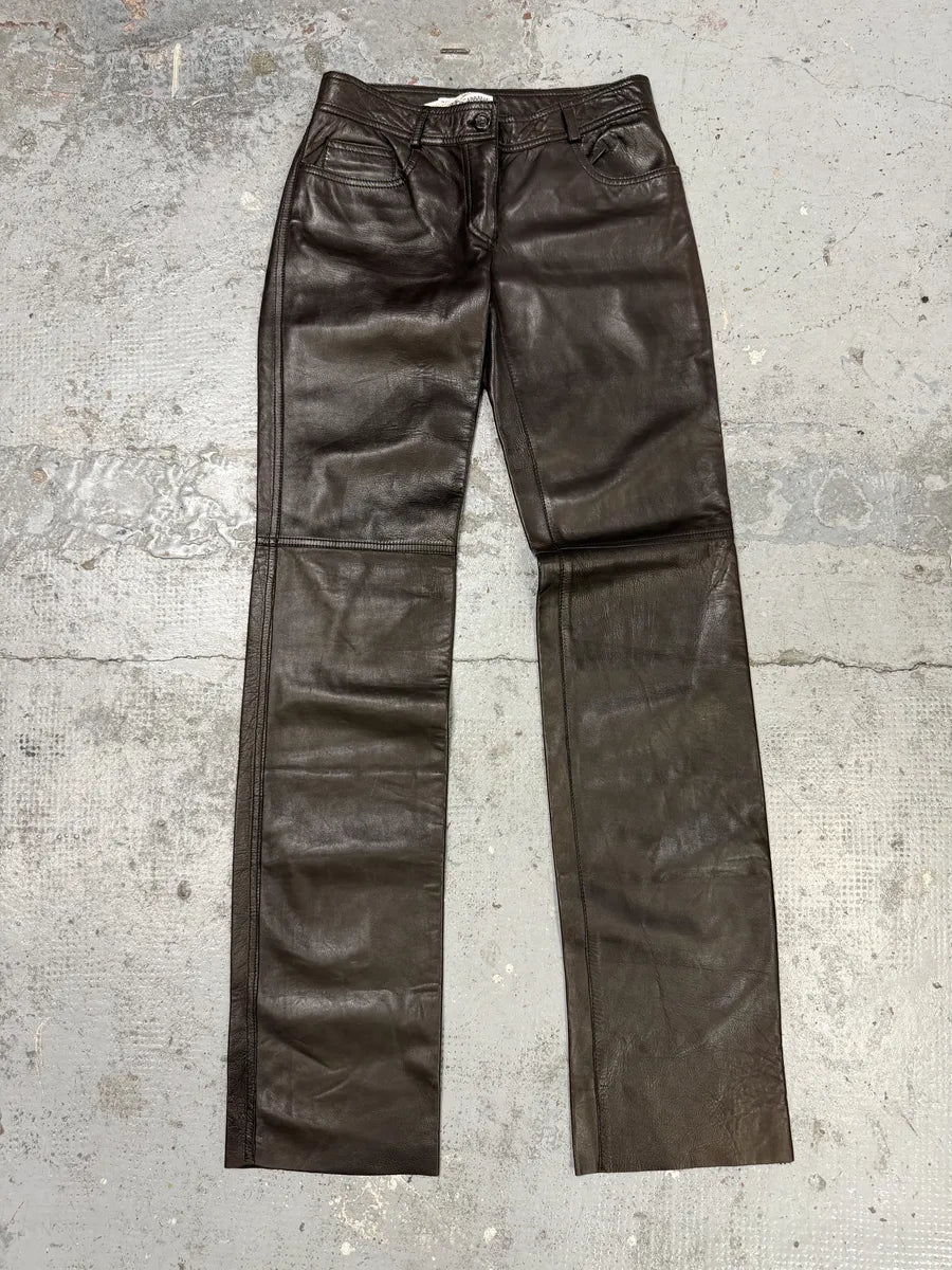 2000s Dolce & Gabbana Brown Leather Class Pants cFmQAhe 0