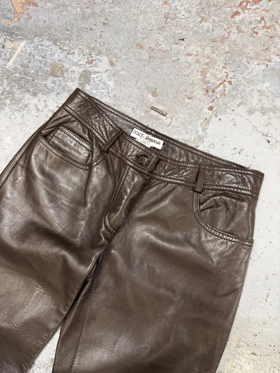 2000s Dolce & Gabbana Brown Leather Class Pants cFmQAhe 4