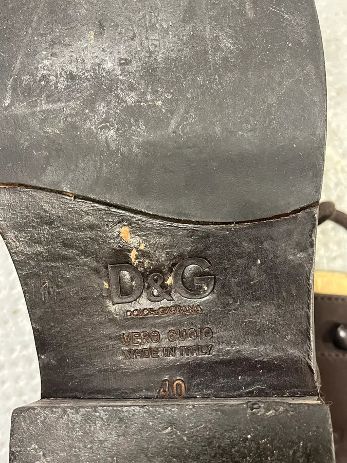 2000s Dolce & Gabbana Brown Leather Combat Boots YJUAfDS 6