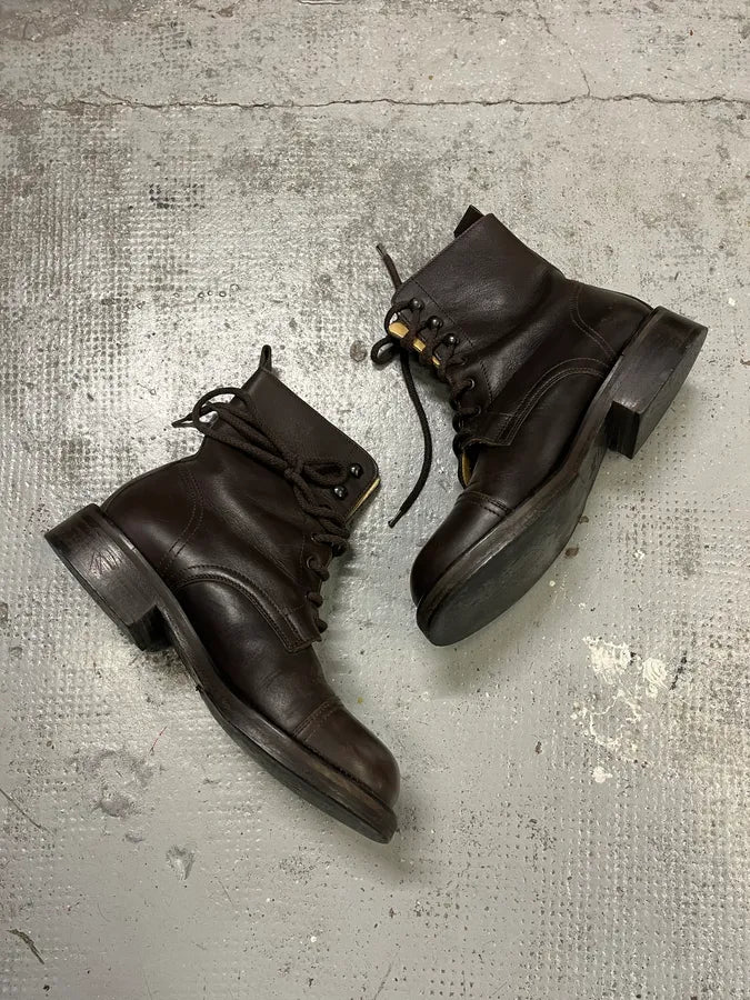 2000s Dolce & Gabbana Brown Leather Combat Boots YJUAfDS 4