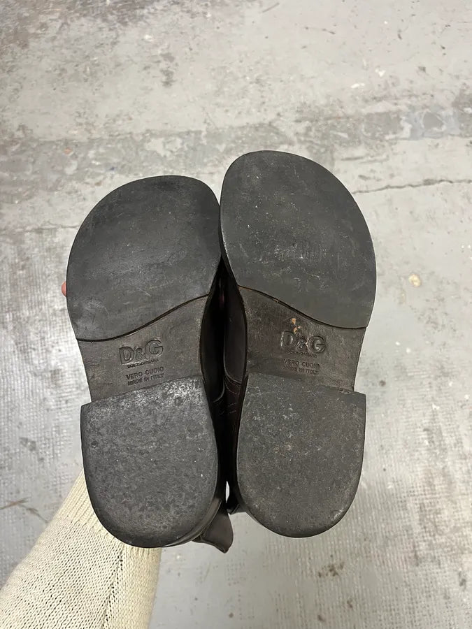 2000s Dolce & Gabbana Brown Leather Combat Boots YJUAfDS 7