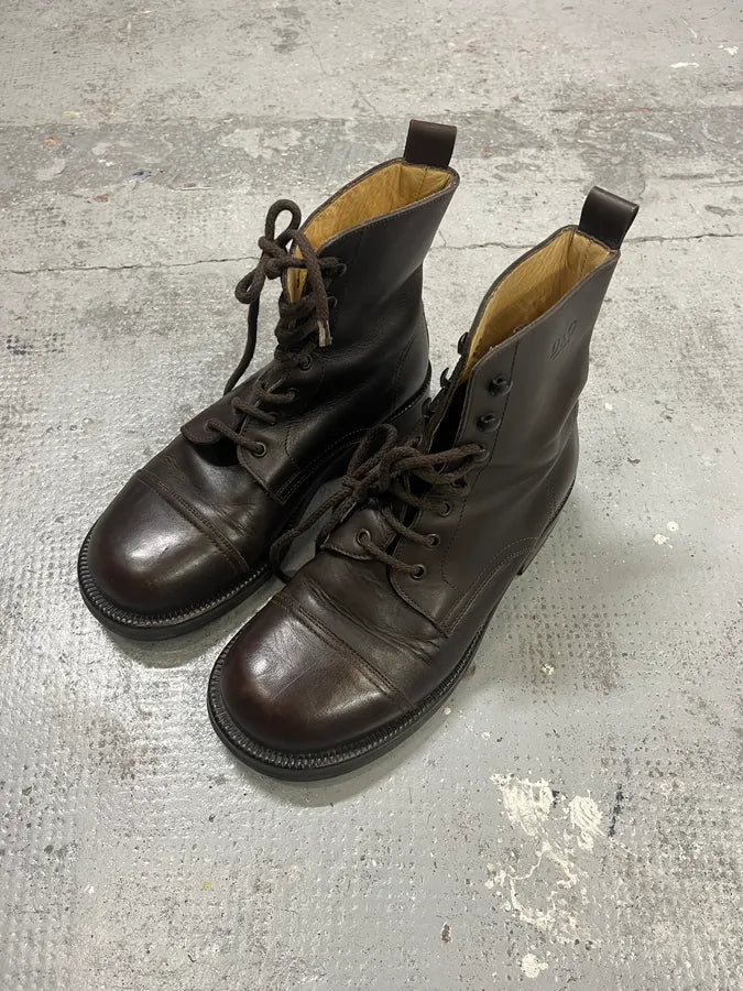 2000s Dolce & Gabbana Brown Leather Combat Boots YJUAfDS 3