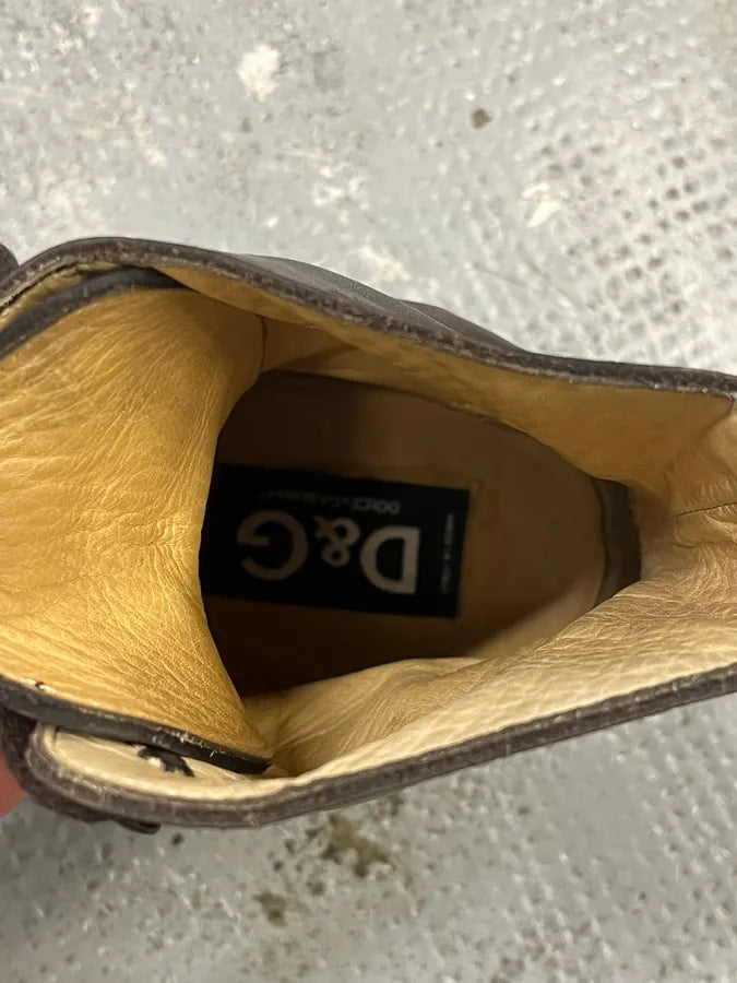 2000s Dolce & Gabbana Brown Leather Combat Boots YJUAfDS 8