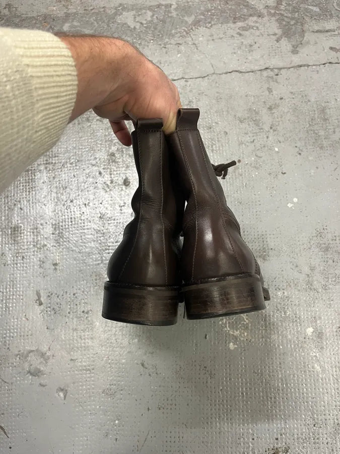 2000s Dolce & Gabbana Brown Leather Combat Boots YJUAfDS 5