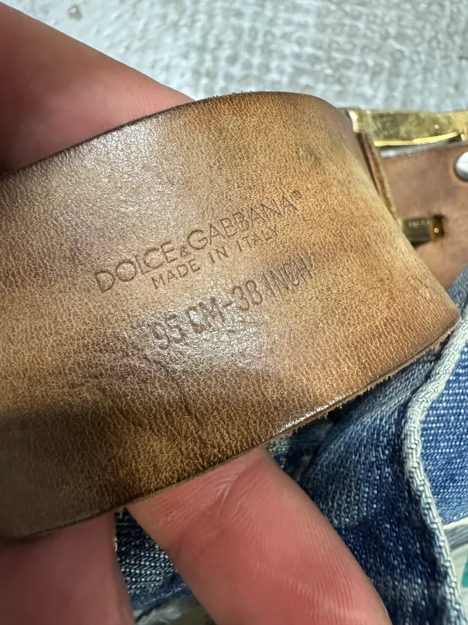 2000s Dolce & Gabbana Brown Leather Eyled Embellished Belt (OS) imKlhiq 7