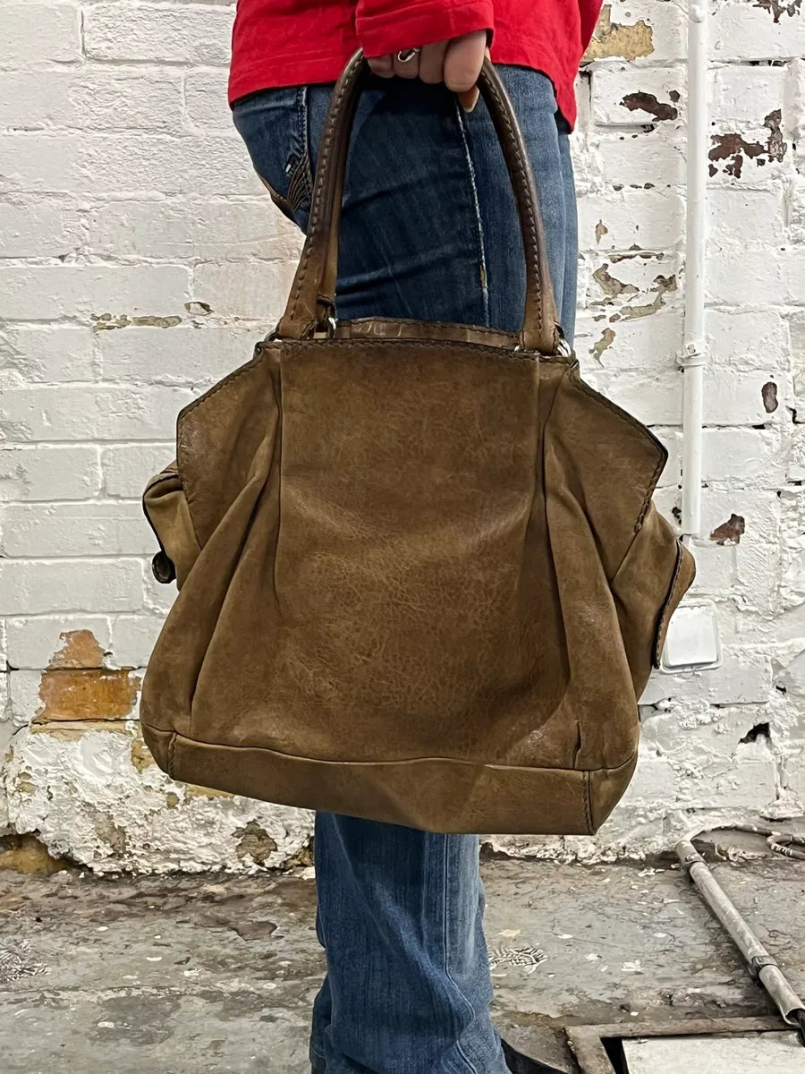 2000s Dolce & Gabbana Brown Leather Handle Bag GZzBufn 1